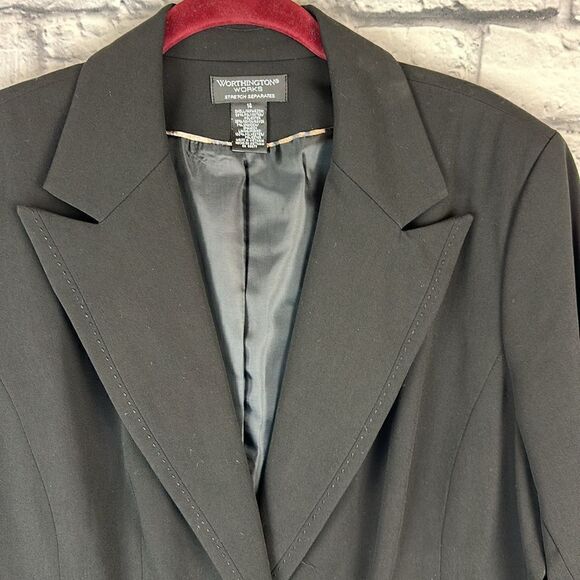 Worthington Single Button Black Blazer Size 14 - Picture 7 of 7